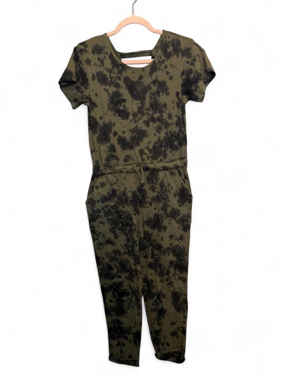 Nordstrom Treasure & Bond Girls Tie Dye Jumpsuit Olive Green Large 10/12 NWT